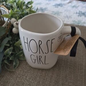 Rae Dunn White "HORSE GIRL" Ceramic Mug with Black Lettering